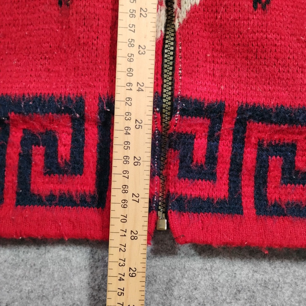 Rumiñahui Hooded Wool Zip Up Jacket Unisex Large Red Southwestern Tribal Boho - Picture 6 of 12